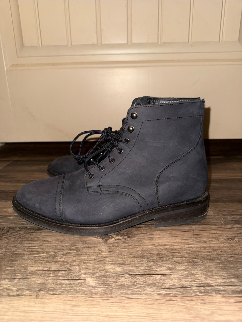 Thursday Boot Co Everyday Black Matte Leather Cap Toe Captain Lace Up Boots 10.5